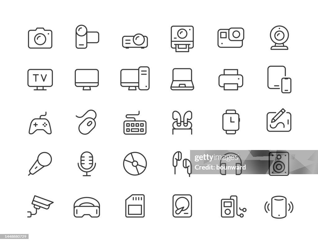 Devices Line Icons. Editable Stroke.