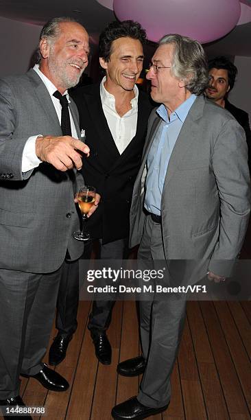 Producer Lawrence Bender and Actor Robert De Niro attends the Vanity Fair And Gucci Party during the 65th Annual Cannes Film Festival at Hotel Du Cap...