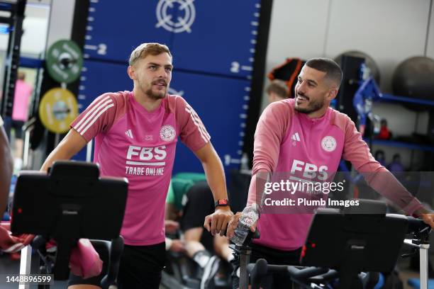 Leicester City's Kiernan Dewsbury-Hall of Leicester City and Conor Coady of Leicester City as Leicester City Players Return to Pre-Season Training at...