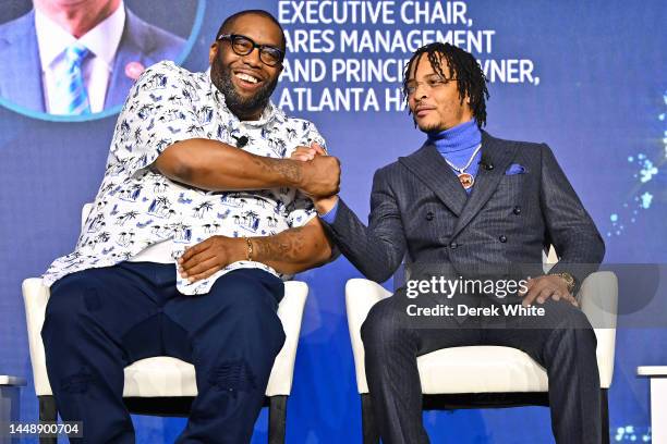 Killer Mike and T.I. On stage during the 9th Annual HOPE Global Forums at the Hyatt Regency Atlanta on December 13, 2022 in Atlanta, Georgia.