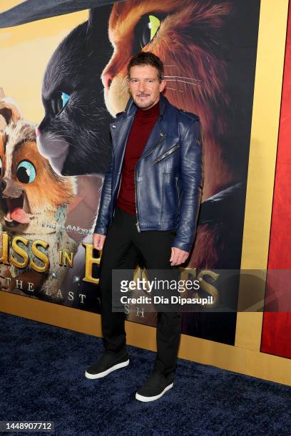 Antonio Banderas attends the "Puss In Boots: The Last Wish" World Premiere at Frederick P. Rose Hall, Jazz at Lincoln Center on December 13, 2022 in...