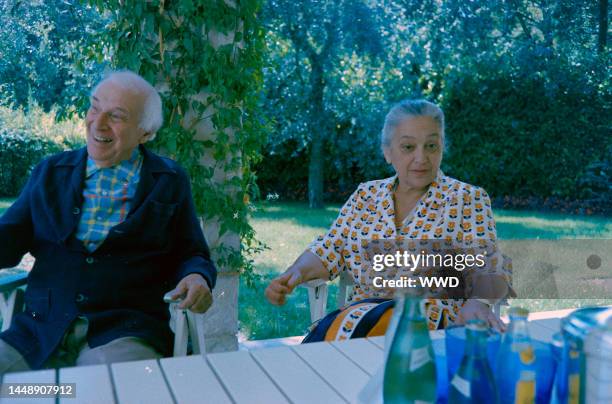 Marc Chagall and Valentina Brodsky pose for a portrait at home in Saint-Paul, France, in August 1973.