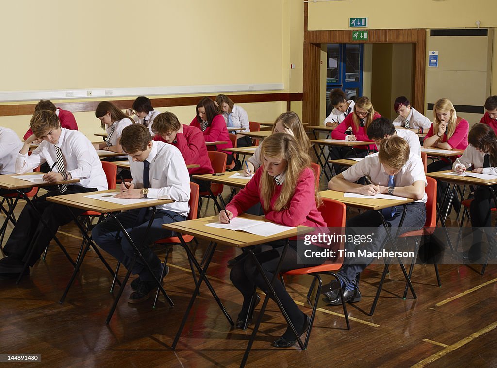 Teenagers sitting an exam