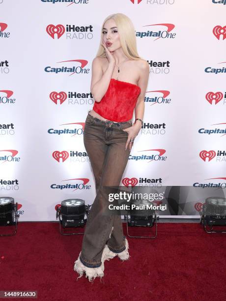 Ava Max walks the red carpet at Hot 99.5's iHeartRadio Jingle Ball 2022 at Capital One Arena on December 13, 2022 in Washington, DC.