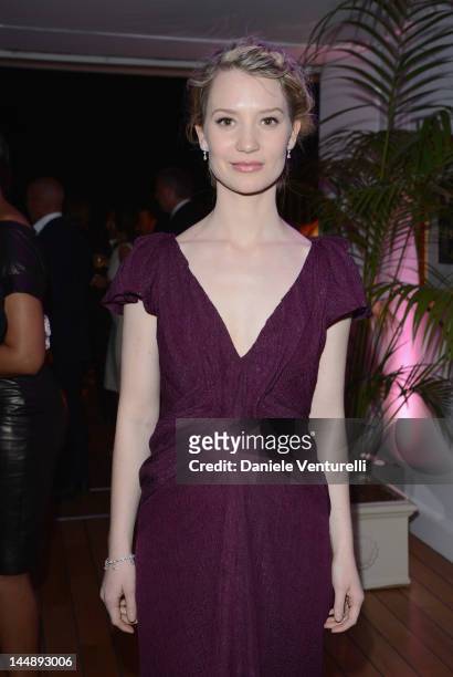 Actress Mia Wasikowska attends the Vanity Fair and Gucci Party at Hotel Du Cap during 65th Annual Cannes Film Festival on May 19, 2012 in Antibes,...