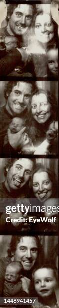 cute young family photobooth strip - passfoto stock-fotos und bilder