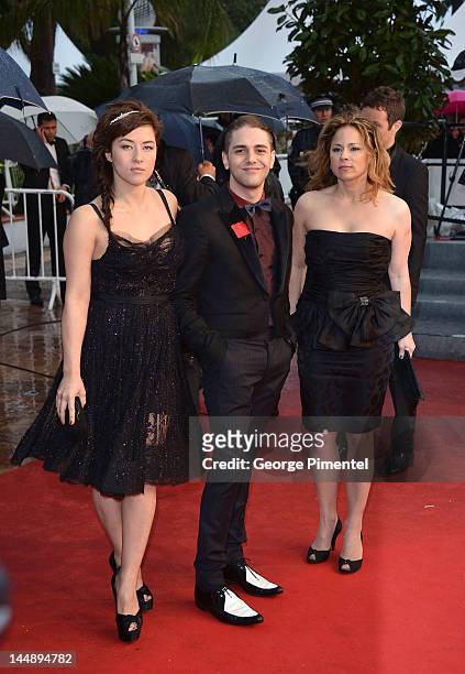 Actress Mylene Jampanoi, director Xavier Dolan and actress Suzanne Clement attend the "Amour" Premiere during the 65th Annual Cannes Film Festival at...