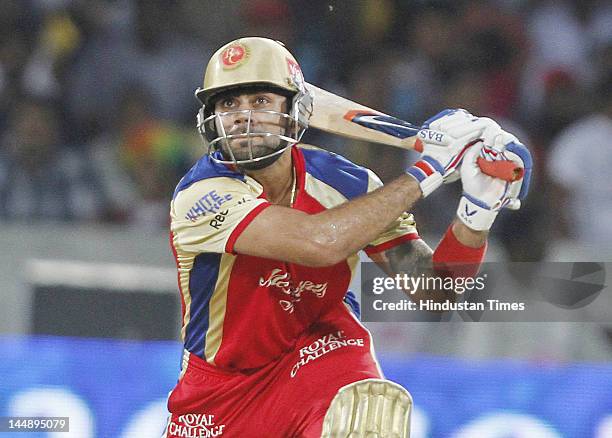 Royal Challengers Bangalore batsman Virat Kohli plays a shot during IPL 5 T20 match played between Deccan Chargers and Royal Challengers Bangalore at...