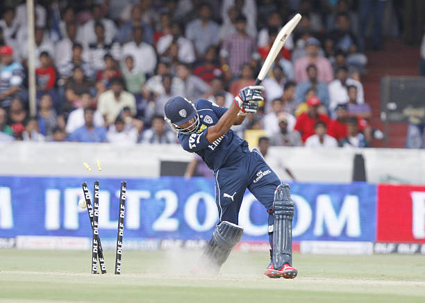 Deccan Chargers batsman Ashish Reddy plays a shot during IPL 5 T20 match played between Deccan Chargers and Royal Challengers Bangalore at Rajiv...