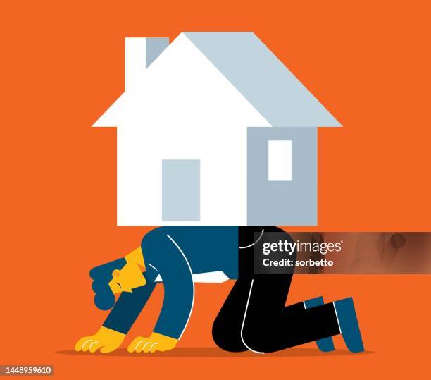 home loan - geschäftsmann - poverty reduction stock-grafiken, -clipart, -cartoons und -symbole