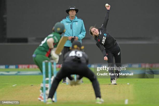 Fran Jonas of New Zealand in action during game two of the One Day International series between New Zealand and Bangladesh at McLean Park on December...