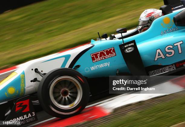 Daniel Juncadella of Spain drives the Prema Powerteam Dallara F312 Mercedes during the Formula 3 Euro Series race at the Brands Hatch Circuit on May...