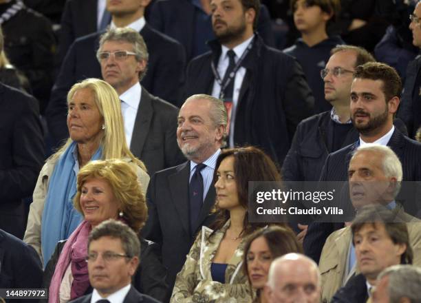 Napoli president Aurelio De Laurentis during the Tim Cup Final between Juventus FC and SSC Napoli at Olimpico Stadium on May 20, 2012 in Rome, Italy.