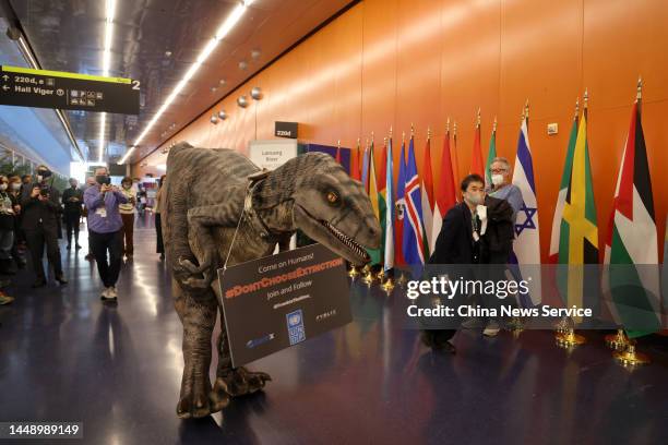Frankie the Dinosaur, the United Nations Development Programme's "special guest", makes an appearance at the United Nations Biodiversity Conference...