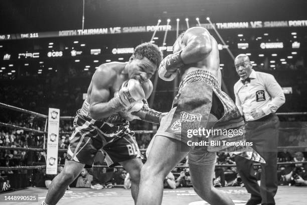 Keith Thurman defeats Shawn Porter by Unanimous Decsion in their WBA Welterweight title fight at the Barclays Center on June 25, 2016 in the Brooklyn...