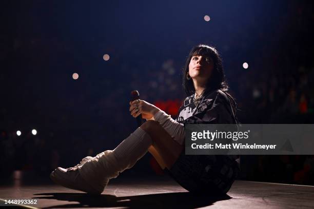 Billie Eilish performs onstage at The Kia Forum on December 13, 2022 in Inglewood, California.