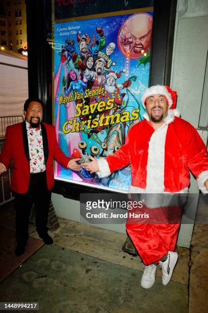 Bill Victor Arucan and James Balsamo attend Raven Van Slender Saves Christmas! Premiere at TCL Chinese Theatre on December 13, 2022 in Hollywood,...