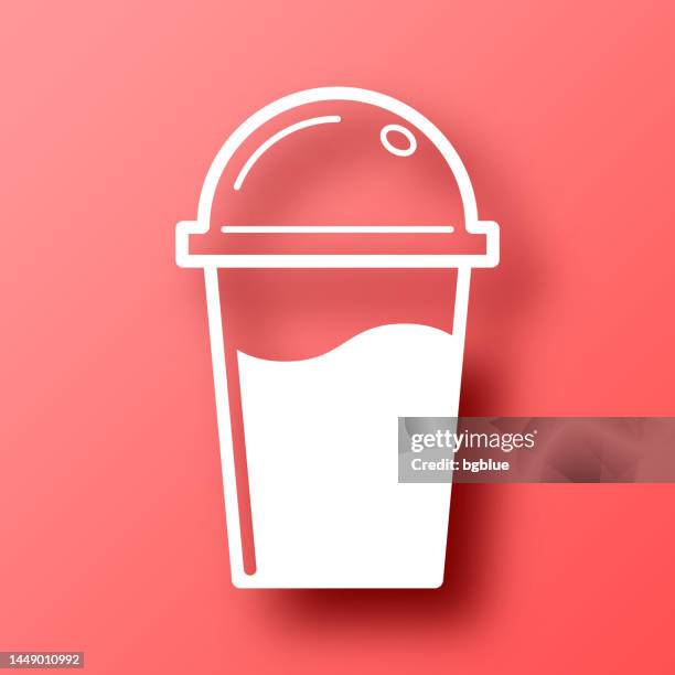 cup with dome. icon on red background with shadow - shaking cocktail stock illustrations