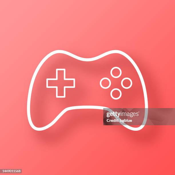 game controller. icon on red background with shadow - gaming controller white stock illustrations