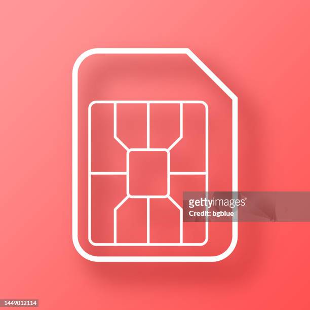 stockillustraties, clipart, cartoons en iconen met micro sim card. icon on red background with shadow - sim card