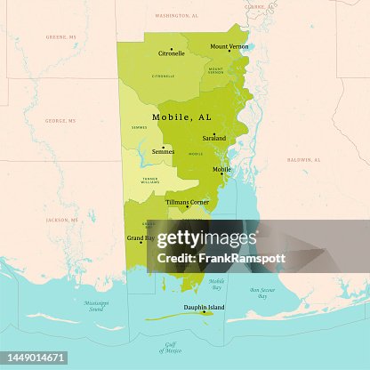 AL Mobile County Vector Map Green AL Mobile County Vector Map Green