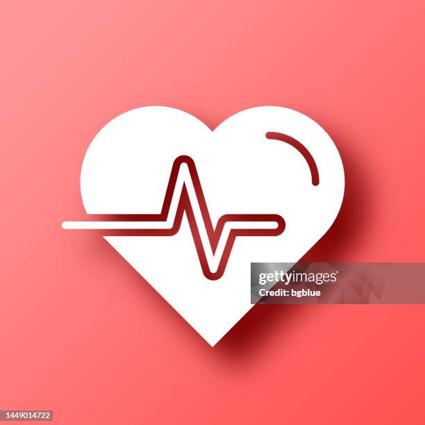 bildbanksillustrationer, clip art samt tecknat material och ikoner med heartbeat - heart pulse. icon on red background with shadow - defibrillator