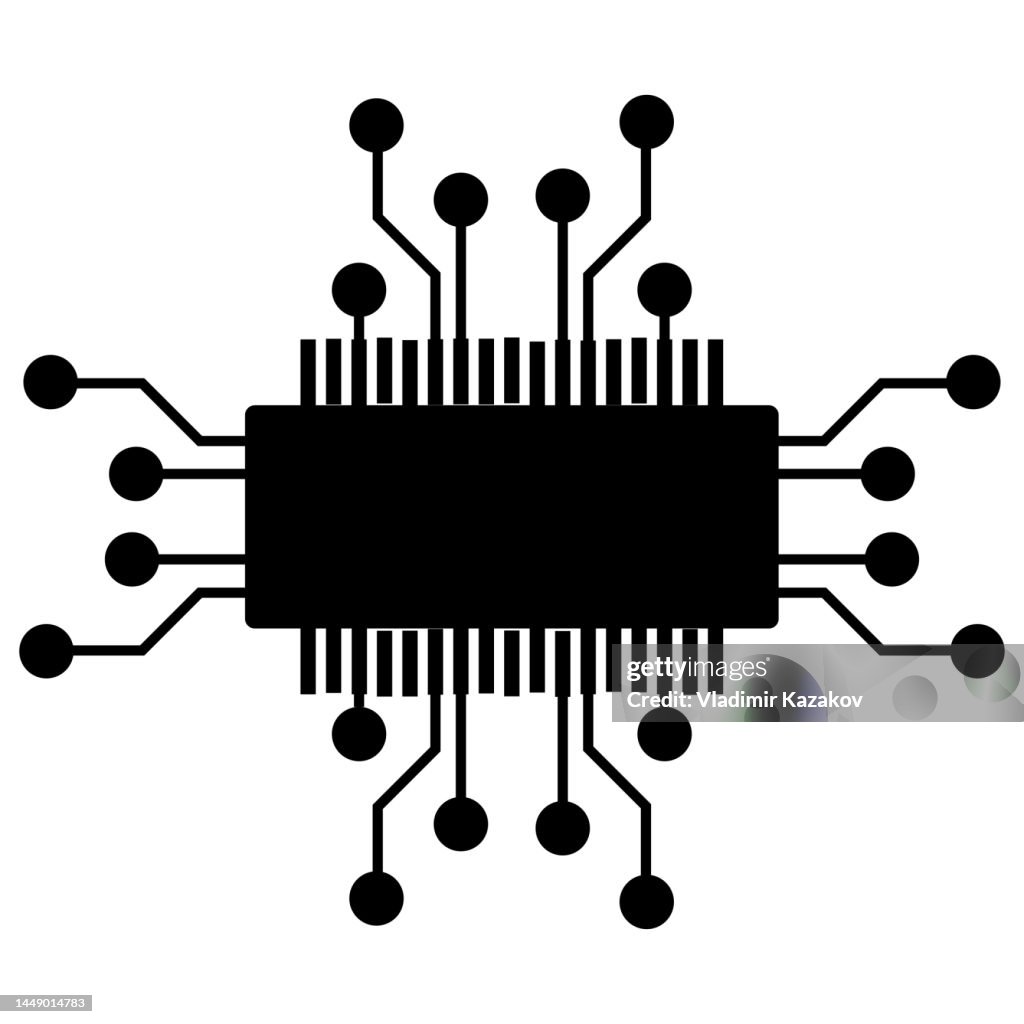 Silhouette Of Simple Schematic Chip Or Component For Microcircuits ...