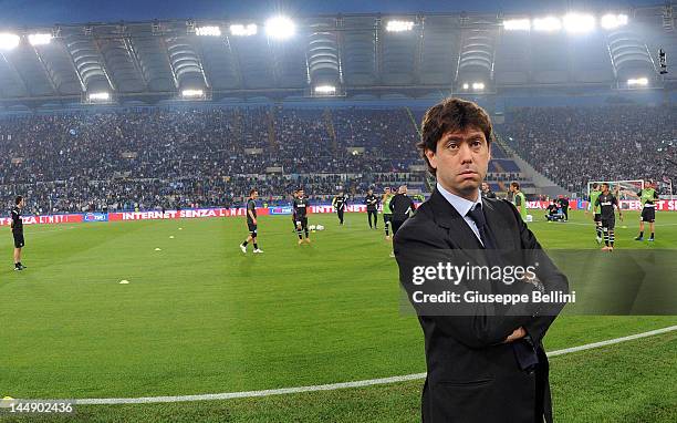 Andrea Agnelli President of Juventus before the Tim Cup final match between Juventus FC and SSC Napoli at Olimpico Stadium on May 20, 2012 in Rome,...