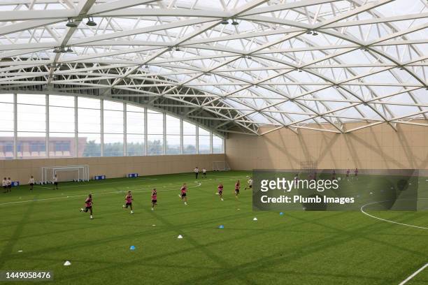 Leicester City during the beep test as Leicester City Players Return to Pre-Season Training at Leicester City training Complex, Seagrave on July 03,...