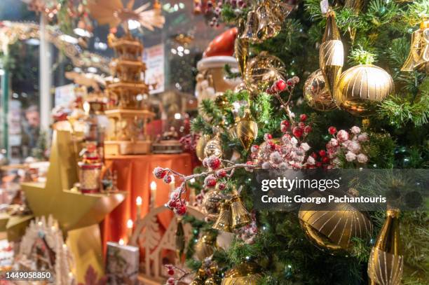 christmas decorations on sale - christmas decorations in store stock pictures, royalty-free photos & images