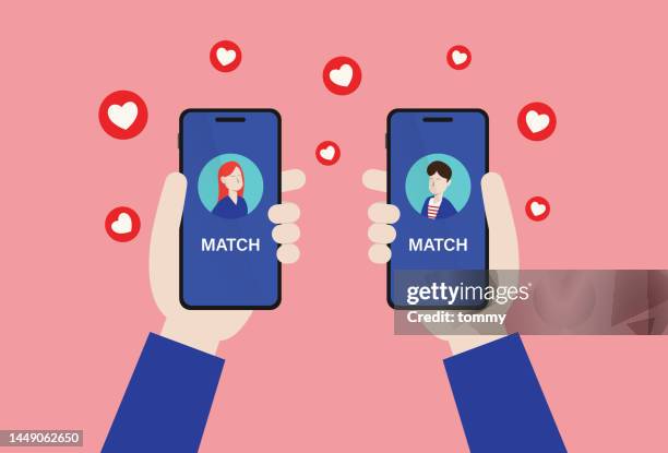 menschen nutzen online-dating-apps - onlinedating stock-grafiken, -clipart, -cartoons und -symbole