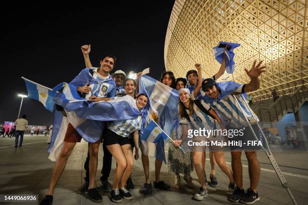 Fans of Argentina prior to the FIFA World Cup Qatar 2022 semi final match between Argentina and Croatia at Lusail Stadium on December 13, 2022 in...