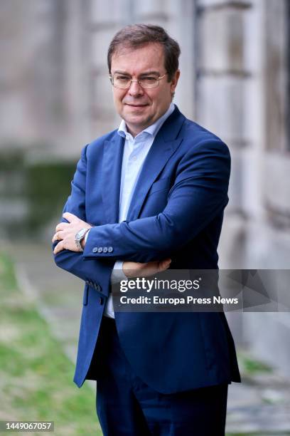 The writer and journalist Javier Sierra, poses during an interview for Europa Press, at the Palacio de Liria, on 14 December, 2022 in Madrid, Spain....