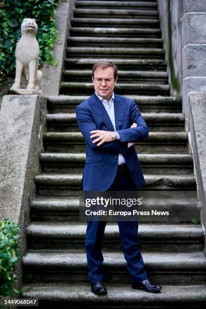 The writer and journalist Javier Sierra, poses during an interview for Europa Press, at the Palacio de Liria, on 14 December, 2022 in Madrid, Spain....