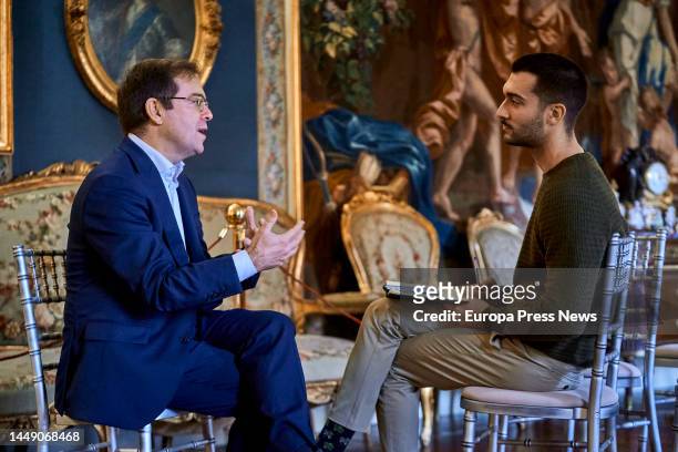 The writer and journalist Javier Sierra , during an interview for Europa Press, at the Palacio de Liria, on 14 December, 2022 in Madrid, Spain. El...