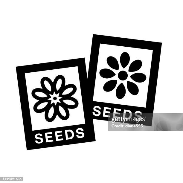 black and white gardening icon - seed packet - seed packet stock illustrations