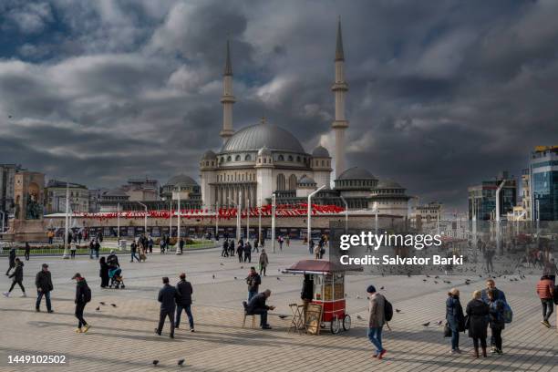 taksim mosque and taksim square - taksim square stock pictures, royalty-free photos & images