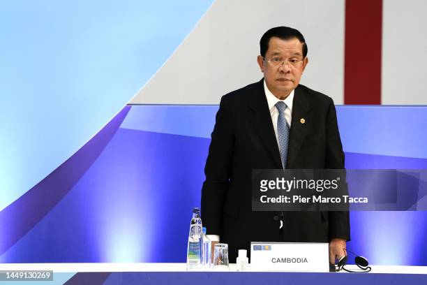Cambodian Prime minister Hun Sen attends the European Union and the Association of Southeast Asian Nations meeting in the Justus Lipsius Building on...