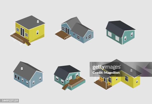 australian houses isometric vector - large house stock illustrations
