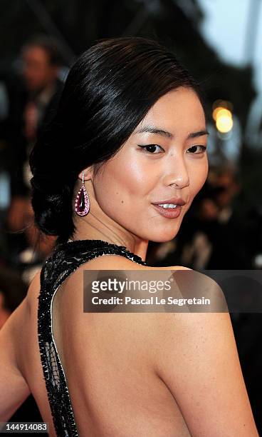 Chinese model Liu Wen attends the "Amour" premiere during the 65th Annual Cannes Film Festival at Palais des Festivals on May 20, 2012 in Cannes,...