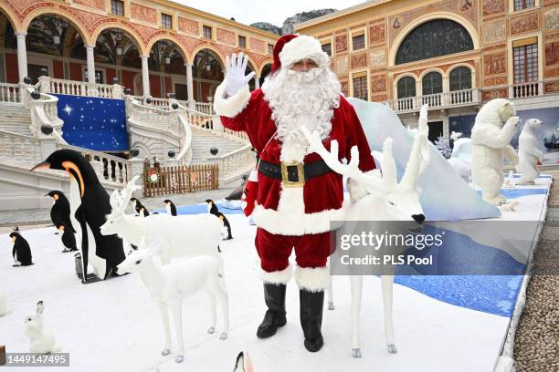 Santa Claus attends the Christmas Tree at Monaco Palace on December 14, 2022 in Monaco, Monaco.