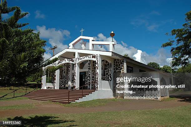 hanga roa church - hanga roa stock pictures, royalty-free photos & images