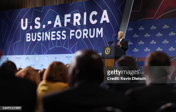 President Joe Biden delivers remarks at the U.S. - Africa Leaders Summit on December 14, 2022 in Washington, DC. The Summit brings together heads of...
