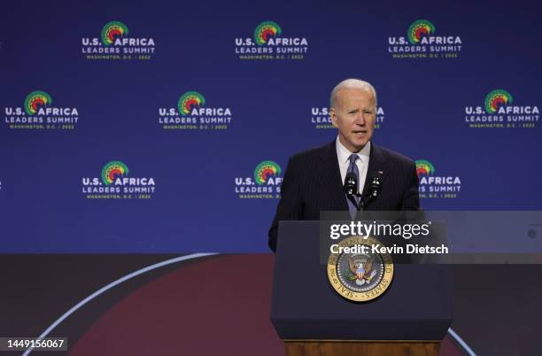 President Joe Biden delivers remarks at the U.S. - Africa Leaders Summit on December 14, 2022 in Washington, DC. The Summit brings together heads of...