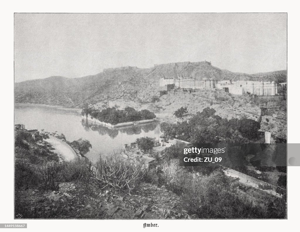 Amber Fort, Jaipur, Rajasthan, India, halftone print, published in 1899