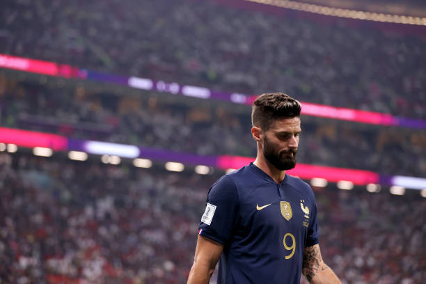 Olivier Giroud of France reacts after substituted during the FIFA World Cup Qatar 2022 semi final match between France and Morocco at Al Bayt Stadium...