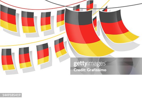 German String Flags German Flag In A Row Waving On Rope White Background High-Res Vector ...