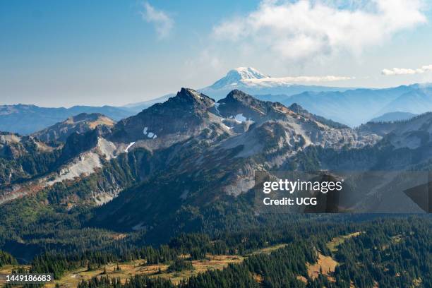 Mt. Adams stratovolcano and Tatoosh Range, Washington.
