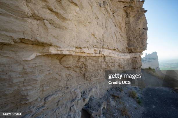 Bluffs of flat-lying Oligocene White River Group and Oligocene-Miocene Arikaree Group of Scotts Bluff National Monument, Nebraska.