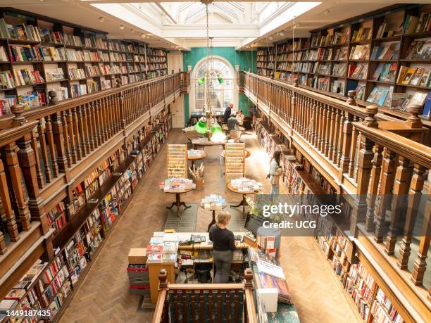 Interior of Daunt Books, Marylebone, London, UK.
